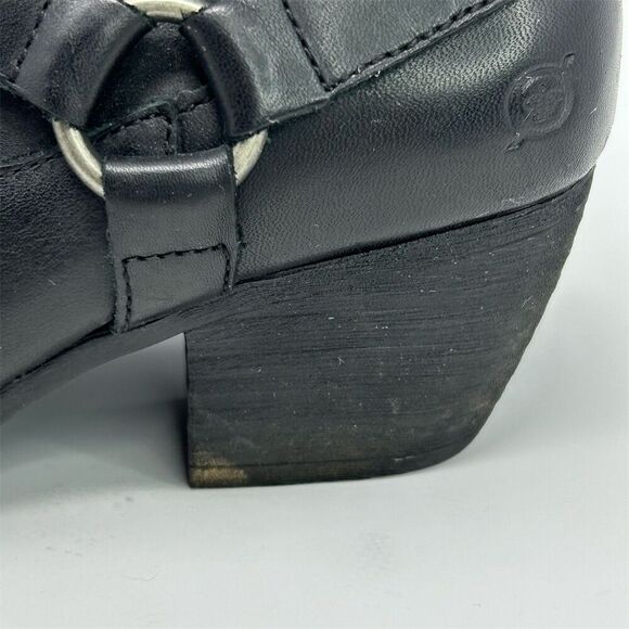 Born Western Black Leather Heeled Ankle Booties Size 9M Comfort Fall Casual - Picture 8 of 14